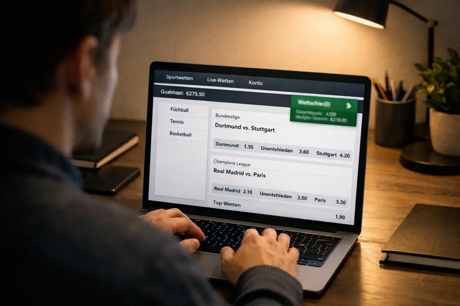 Anonymes Wetten mit Kryptowährungen am Laptop