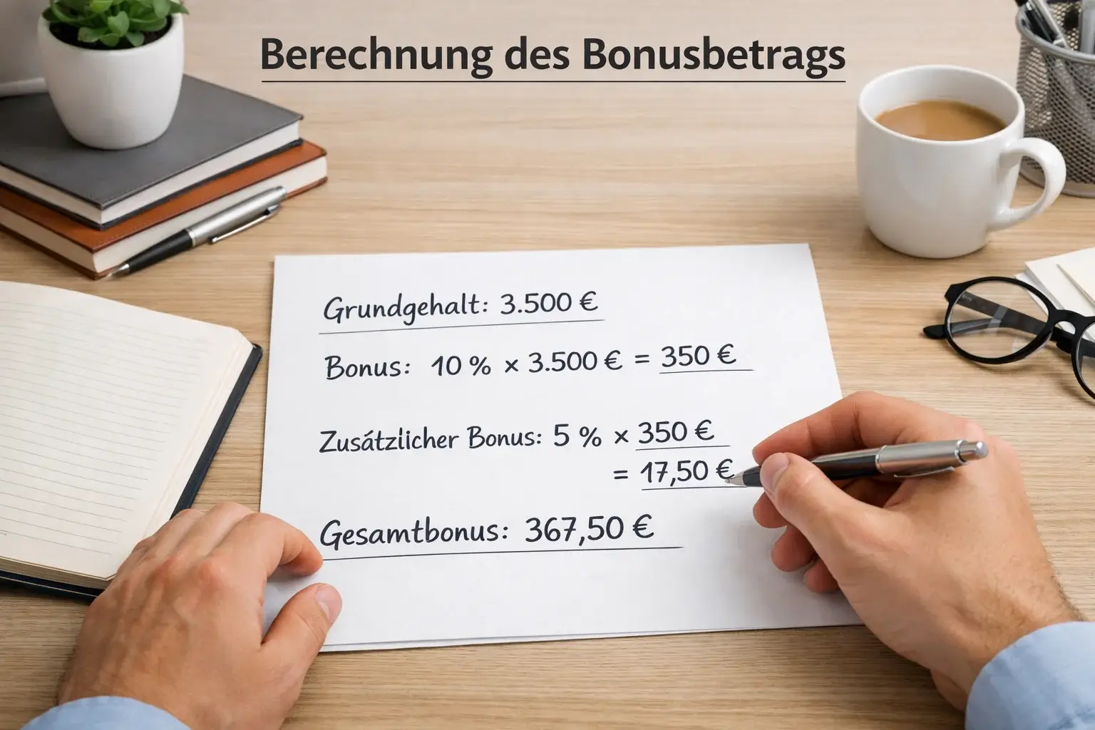 Person berechnet den wahren Wert eines Bonus
