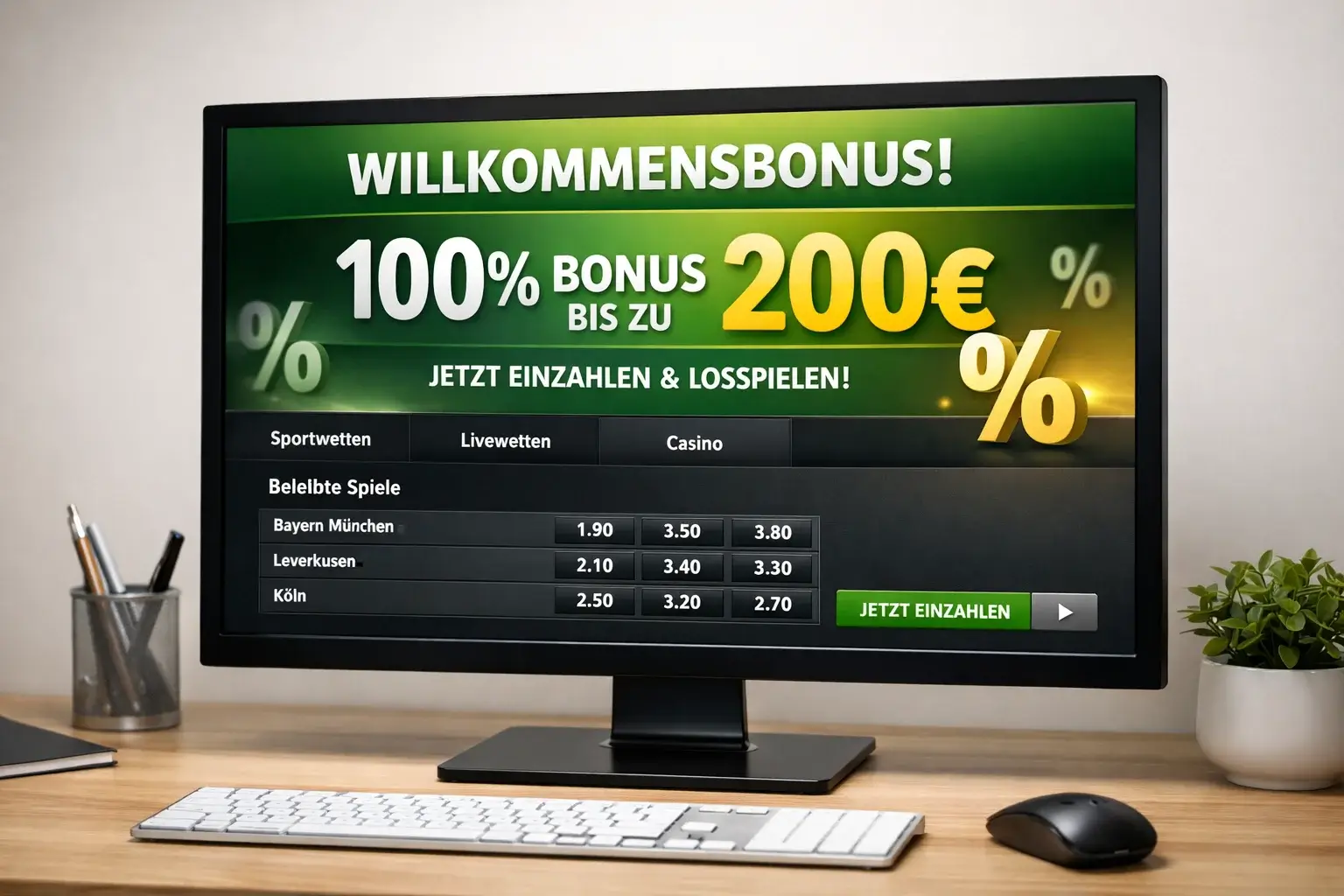 Verschiedene Arten von Wettboni auf einem Display