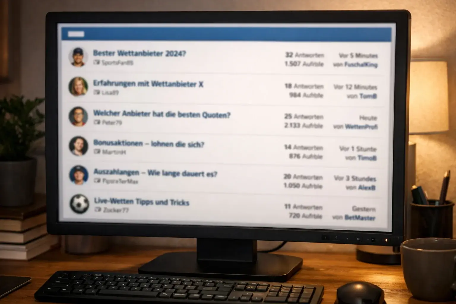 Online-Forum mit Diskussionen über Wettanbieter