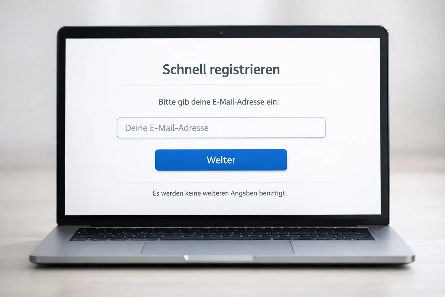 Einfache Registrierung nur mit E-Mail-Adresse