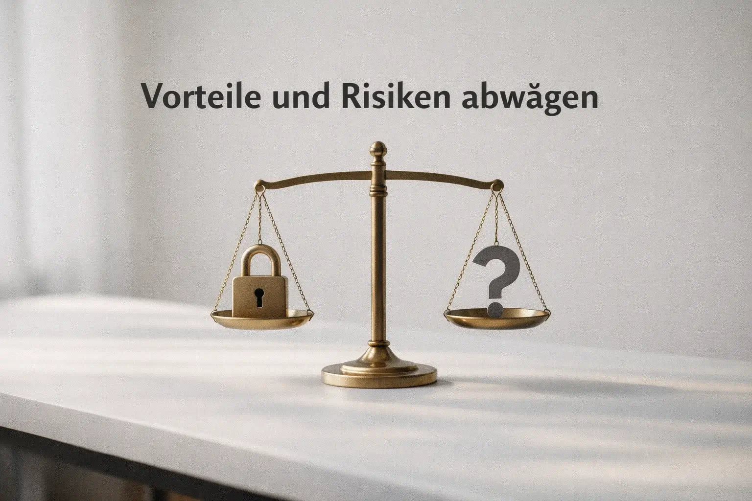 Waage symbolisiert Vor- und Nachteile der Anonymität